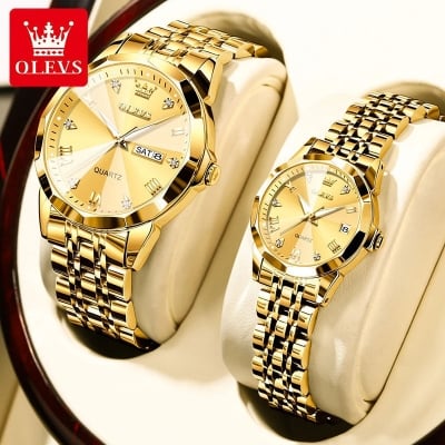 Picture of Olevs 9931 couple replica set luxury fashion waterproof stainless steel imported quartz movement wrist-watch for couple ( Fan Made )