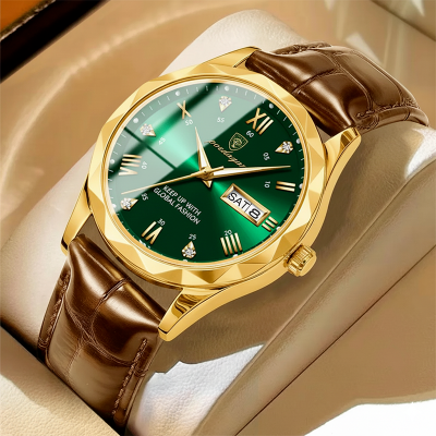 Picture of POEDAGAR 615-Leather Quartz Luxury Business Man Wristwatch Date Week Watch For Men