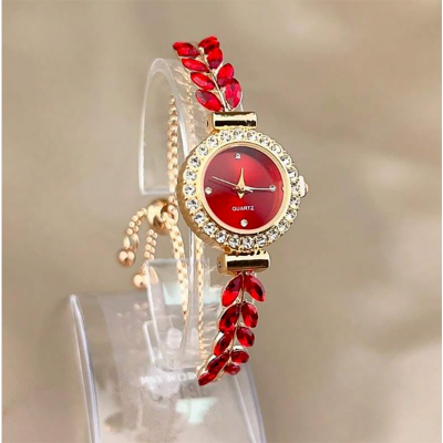 Picture of New Fashionable Quartz Watch Women's Fashion Green Leaf Fine Band Round Free Adjustment Bracelet Watch