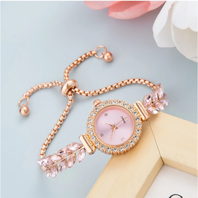 Picture of New Fashionable Quartz Watch Women's Fashion Green Leaf Fine Band Round Free Adjustment Bracelet Watch