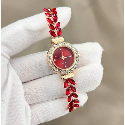 Picture of New Fashionable Quartz Watch Women's Fashion Green Leaf Fine Band Round Free Adjustment Bracelet Watch