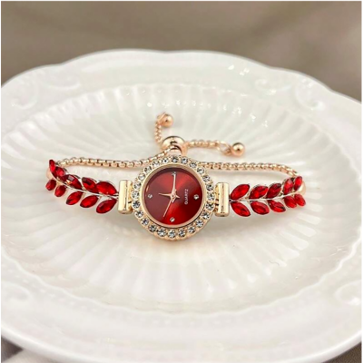 Picture of New Fashionable Quartz Watch Women's Fashion Green Leaf Fine Band Round Free Adjustment Bracelet Watch
