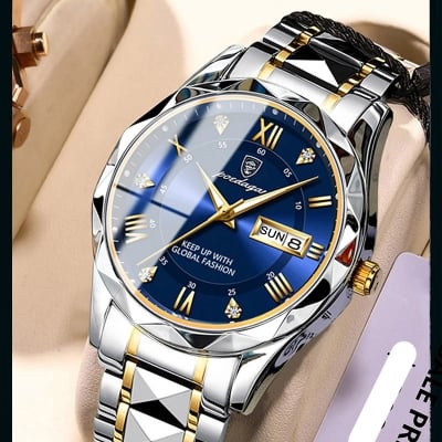 Picture of POEDAGAR Mens Quartz Watches Waterproof Luminous Dial Men Fashionable Wristwatches Sports Stainless Steel Watch P615