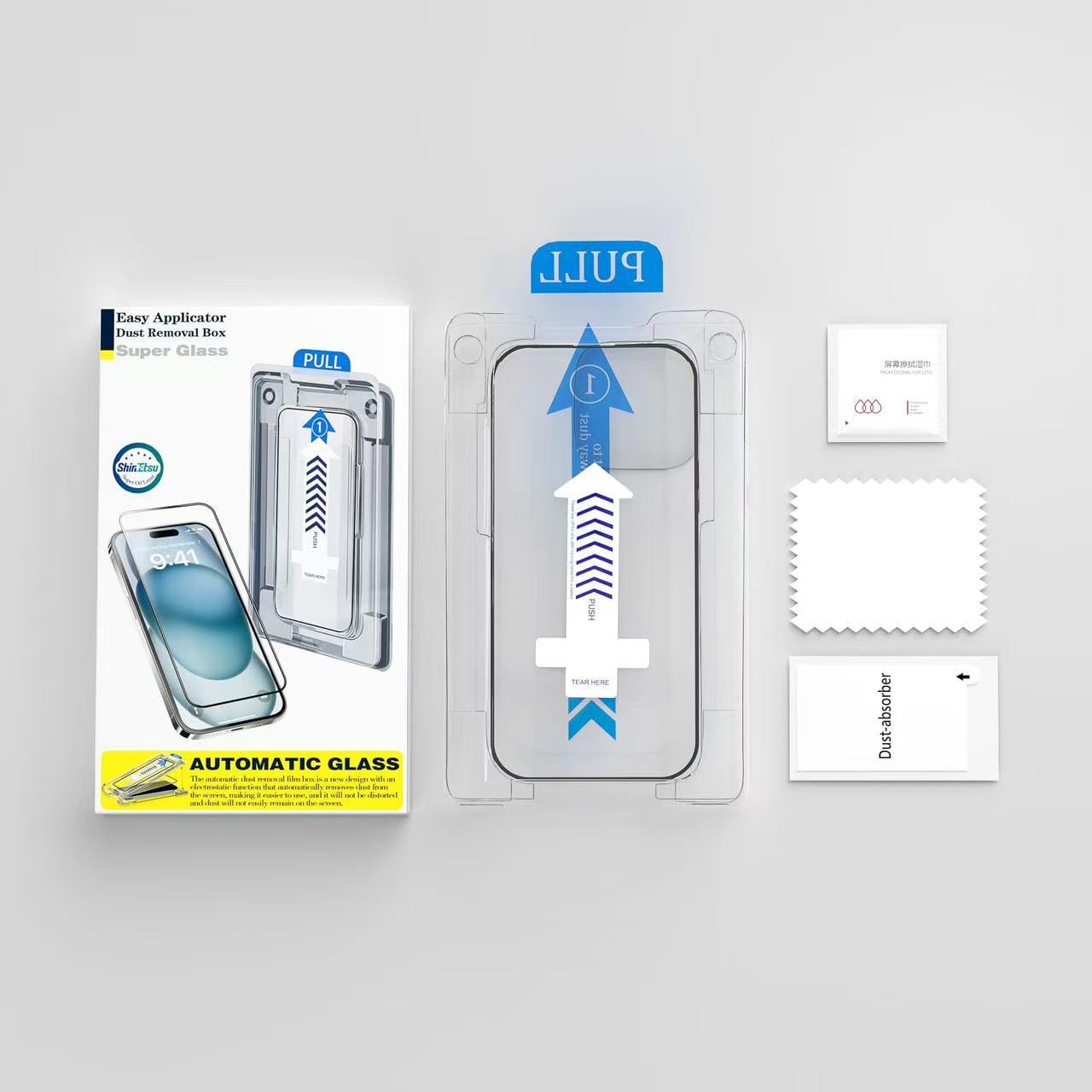 Picture of iPhone 16, 15, 14, 13, 12, 11, X All Models Easy Install High Quality 9H Tempered Glass Screen Protector