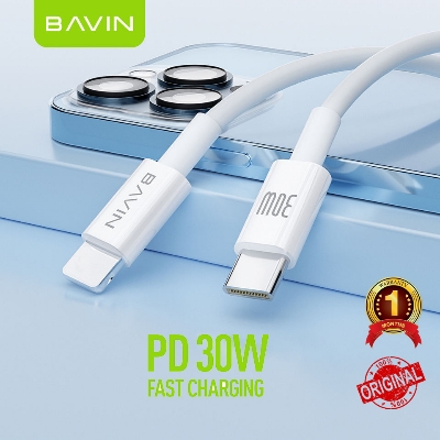 Picture of iPhone's Type-C to Lightening BAVIN CB274  Premium Quality PD 20w/30w Charging Cable-White