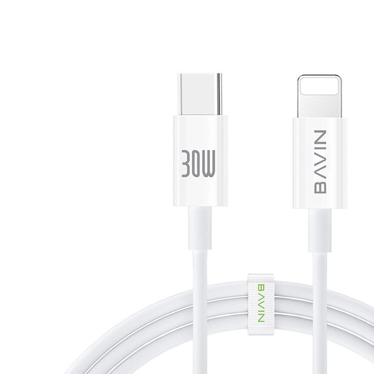 Picture of iPhone's Type-C to Lightening BAVIN CB274  Premium Quality PD 20w/30w Charging Cable-White