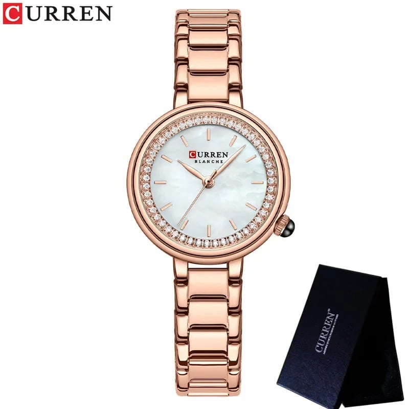 Picture of New Curren 9089 Stylish & Fashionable Crystal Dial Rose Gold tone Ladies Watch