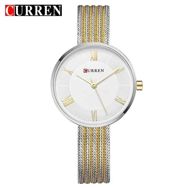 Picture of CURREN 9020 Golden Mesh Stainless Steel Analog Watch For Women - Watch - ঘড়ি