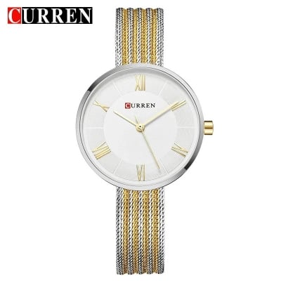 Picture of CURREN 9020 Golden Mesh Stainless Steel Analog Watch For Women - Watch - ঘড়ি