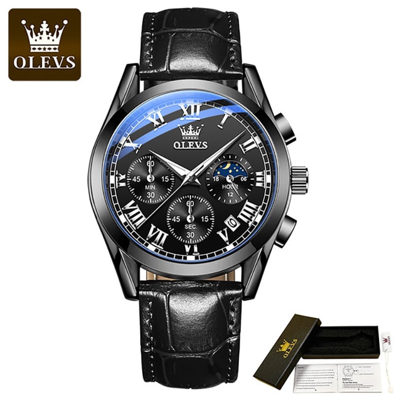 Picture of Olevs_Men Leather Date Function Luxury Smart Fitness Wrist Watch For Men