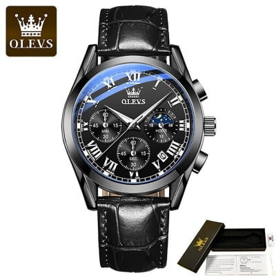 Picture of Olevs_Men Leather Date Function Luxury Smart Fitness Wrist Watch For Men