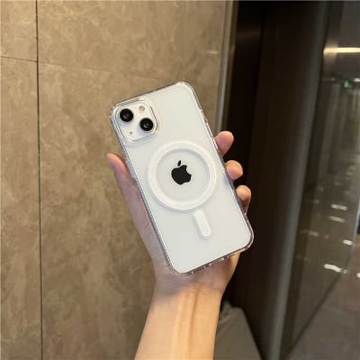 Picture of iPhone 14/13/12 Pro & Pro Max Transparent Shockproof Case - Magnetic Magsafe Wireless Charging