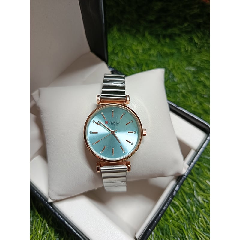 Picture of Curren 9081 Stainless Steel Analog Watch For Women - Golden & Pink & white