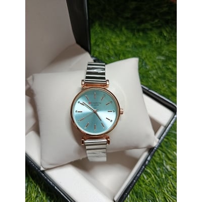 Picture of Curren 9081 Stainless Steel Analog Watch For Women - Golden & Pink & white
