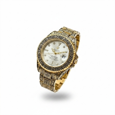 Picture of Stainless Steel Watch Gold Chain For Men Stylish Watch For Men