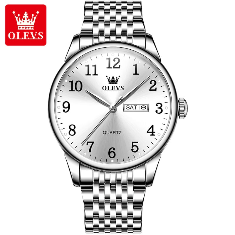 Picture of Olevs Stainless Steel Analog Wrist Watch For Men -Royal Blue & Silver
