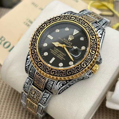 Picture of Stainless Steel Watch Gold Chain For Men Stylish Watch For Men
