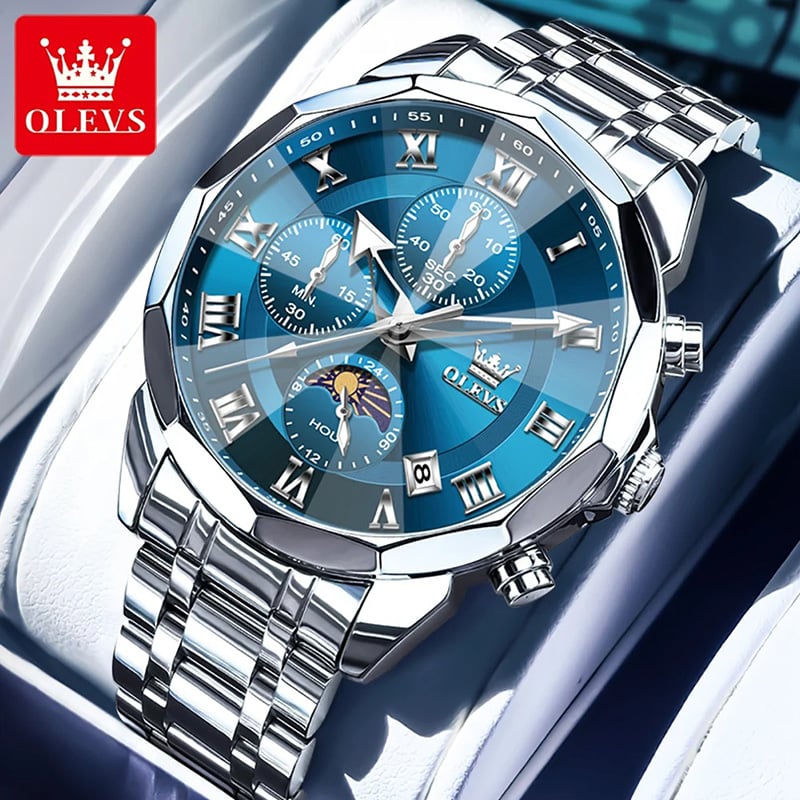 Picture of OLEVS 3675 ( Fan Made ) Mens Watch Chronograph looks Fashion Quartz Watch For Men - Moon Phase Watches For Men - Mens  watch - Olevs watch