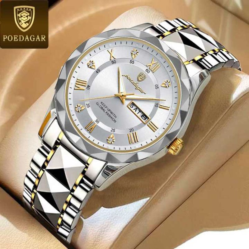 Picture of POEDAGAR 615 Mens Quartz Watches Waterproof Luminous Dial Men Fashionable Wristwatches Sports Stainless Steel Watch P615