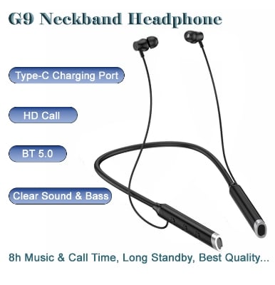 Picture of Type C Charging G9 Sports Neckband Headphone Magnetic Wireless Headset 8 Hours Music Time-Black