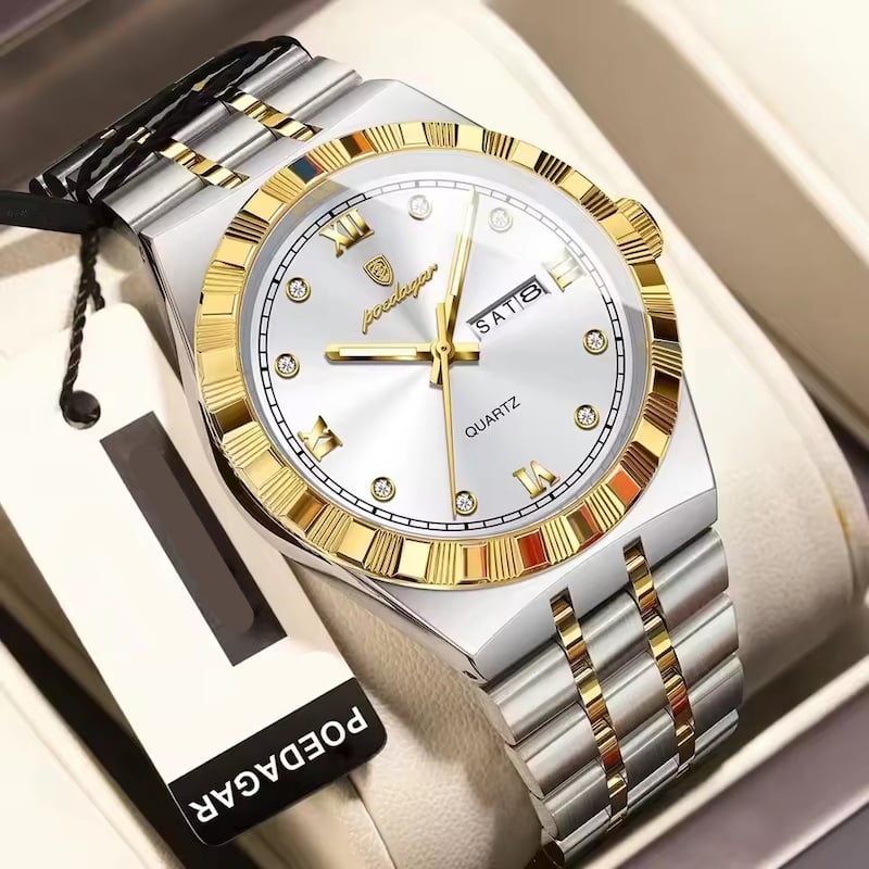 Picture of POEDAGAR 872 Men's Stainless Steel Bracelet Waterproof Wrist Watch Luminous Quartz Men's Watch