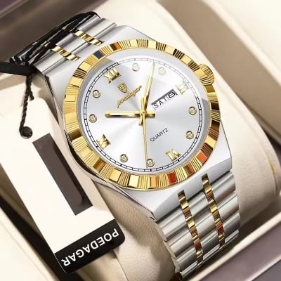 Picture of POEDAGAR 872 Men's Stainless Steel Bracelet Waterproof Wrist Watch Luminous Quartz Men's Watch