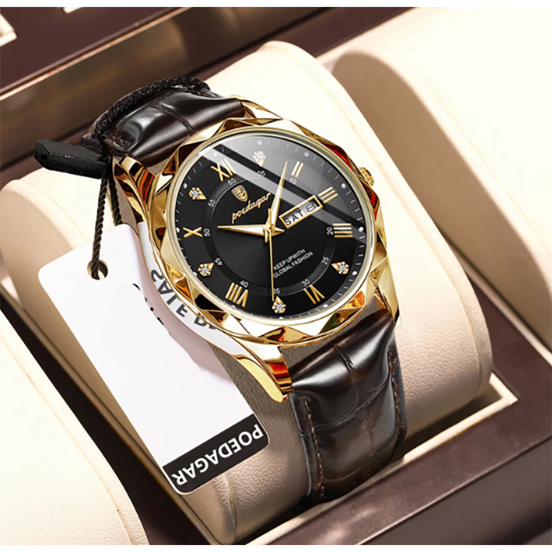 Picture of Poedagar Leather Analog Watch For Men