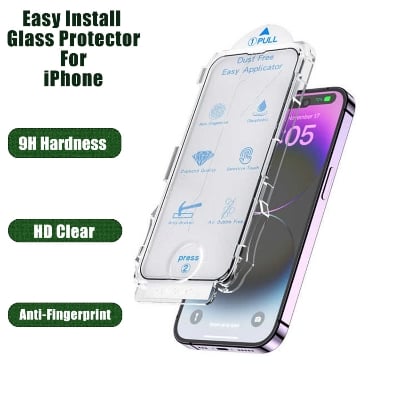 Picture of iPhone 11-17 Models Easy Install 9H Tempered Glass Screen Protector, High Quality