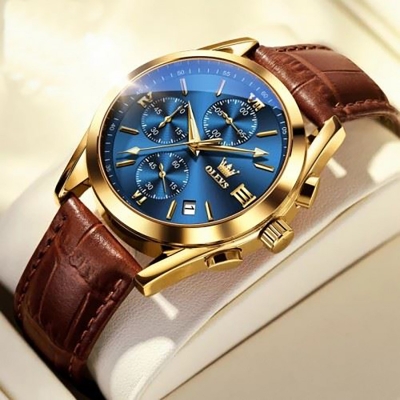 Picture of Ole_vs Men Leather Analoge Quartz Fashion Watch for Men Brown