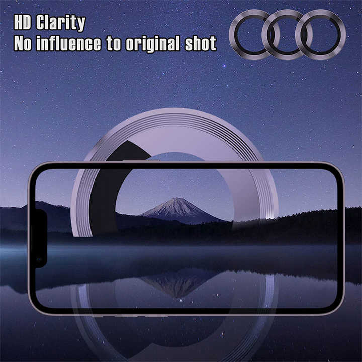 Picture of Metal Camera Lens Protector for iPhone 12, 13, 14 Pro and Pro Max HD 9H Tempered Glass Scratch Resistant