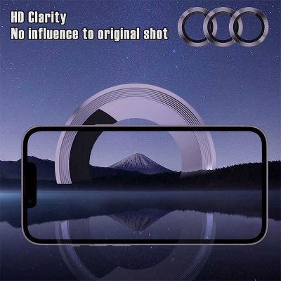 Picture of Metal Camera Lens Protector for iPhone 12, 13, 14 Pro and Pro Max HD 9H Tempered Glass Scratch Resistant
