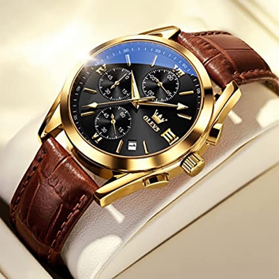 Picture of Ole_vs Men Leather Analoge Quartz Fashion Watch for Men Brown