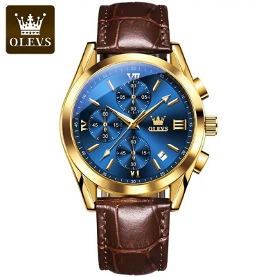 Picture of Ole_vs Men Leather Analoge Quartz Fashion Watch for Men Brown