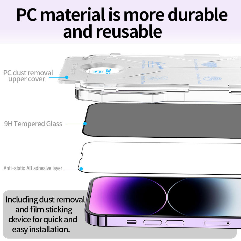 Picture of iPhone 11-17 All Models Privacy Anti-Spy Easy Install Screen Protector 9H Tempered Glass