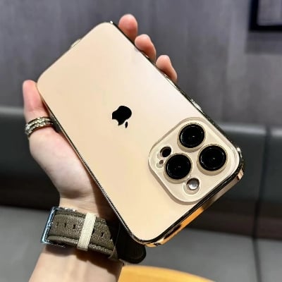 Picture of iPhone 16, 15, 14, 13, 12 Pro/Pro MAX Electroplated bezels Nano backplate Premium Quality Phone Case With Camera Lens Protector - Combine Style and Protection for Precious Device