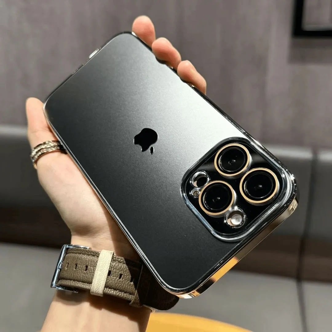 Picture of iPhone 16, 15, 14, 13, 12 Pro/Pro MAX Electroplated bezels Nano backplate Premium Quality Phone Case With Camera Lens Protector - Combine Style and Protection for Precious Device
