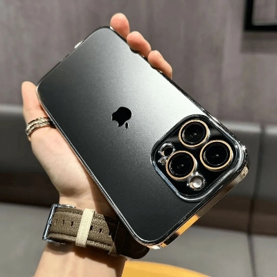 Picture of iPhone 16, 15, 14, 13, 12 Pro/Pro MAX Electroplated bezels Nano backplate Premium Quality Phone Case With Camera Lens Protector - Combine Style and Protection for Precious Device