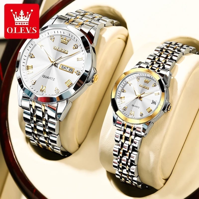 Picture of Olevs 9931 couple replica set luxury fashion waterproof stainless steel imported quartz movement wrist-watch for couple ( Fan Made )