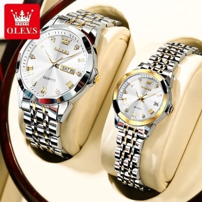 Picture of Olevs 9931 couple replica set luxury fashion waterproof stainless steel imported quartz movement wrist-watch for couple ( Fan Made )