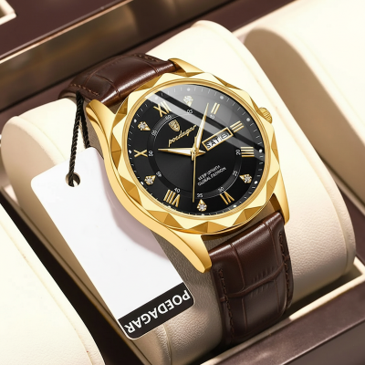 Picture of POEDAGAR 615-Leather Quartz Luxury Business Man Wristwatch Date Week Watch For Men