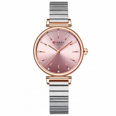 Picture of Curren 9081 Stainless Steel Analog Watch For Women - Silver & Pink