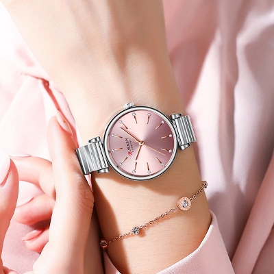 Picture of Curren 9081 Stainless Steel Analog Watch For Women - Silver & Pink