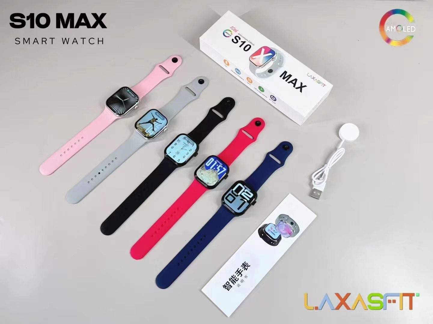 Picture of S10 Max Laxasfit Smart Watch 2.19 Inch AMOLED Display NFC Bluetooth Call Wireless Charging