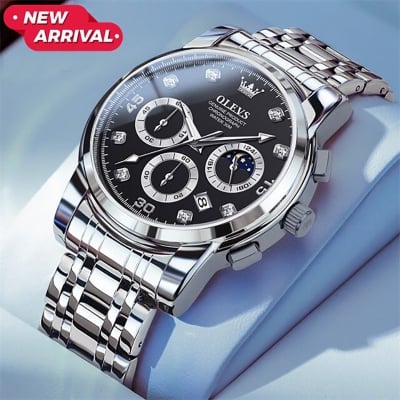 Picture of OLE_VS 2889 Men's Watch Waterproof Diamond set Dial Chronograph Luminous Calendar Stainless Steel Strap