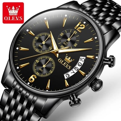 Picture of 2867 Olevs branded Wrist Watch Waterproof Large Golden Man Watch Steel Men's Fashion Watches