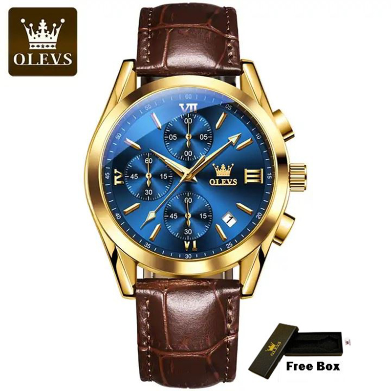 Picture of Olivs Leather Analog Quartz Fashion Wrist Watch for Men