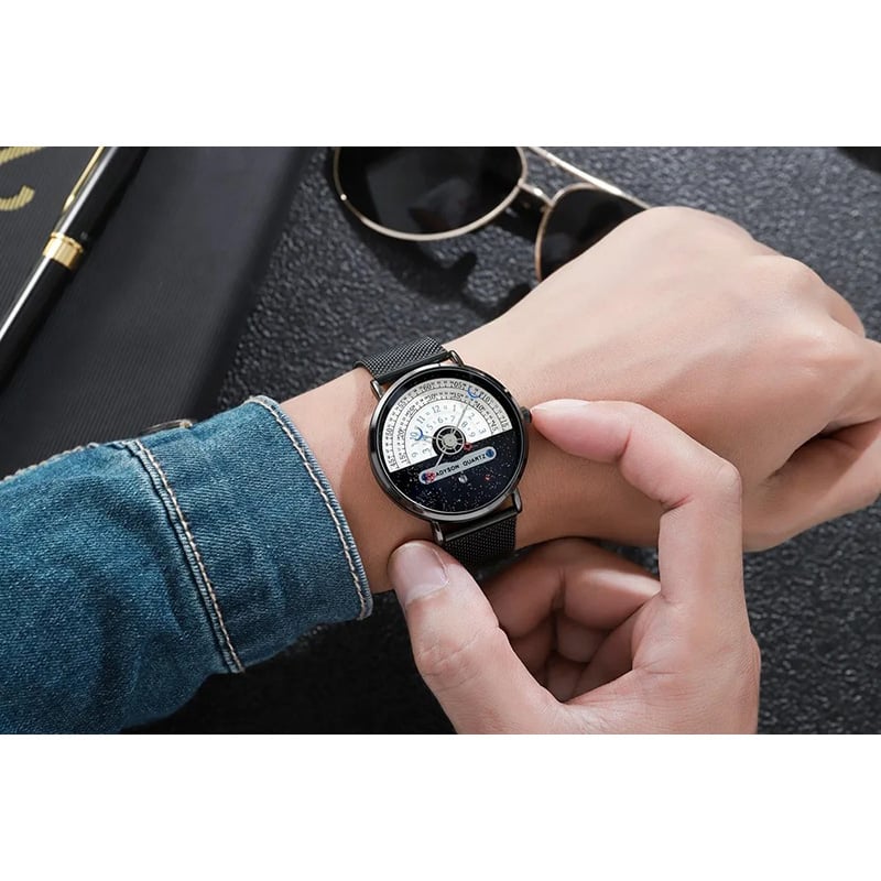 Picture of Men's Starry sky Creativity Fashion Calendar Watches Casual Sport Stainless steel Watch For Men