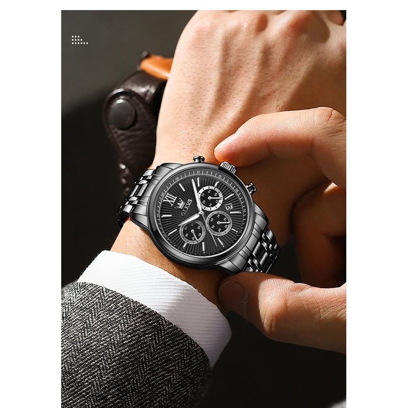 Picture of OLEVS TY709 Men's Watches Classics Three Small Dials Original Quartz Watch for Man Waterproof Stainless Steel Luminous Fashion Trend