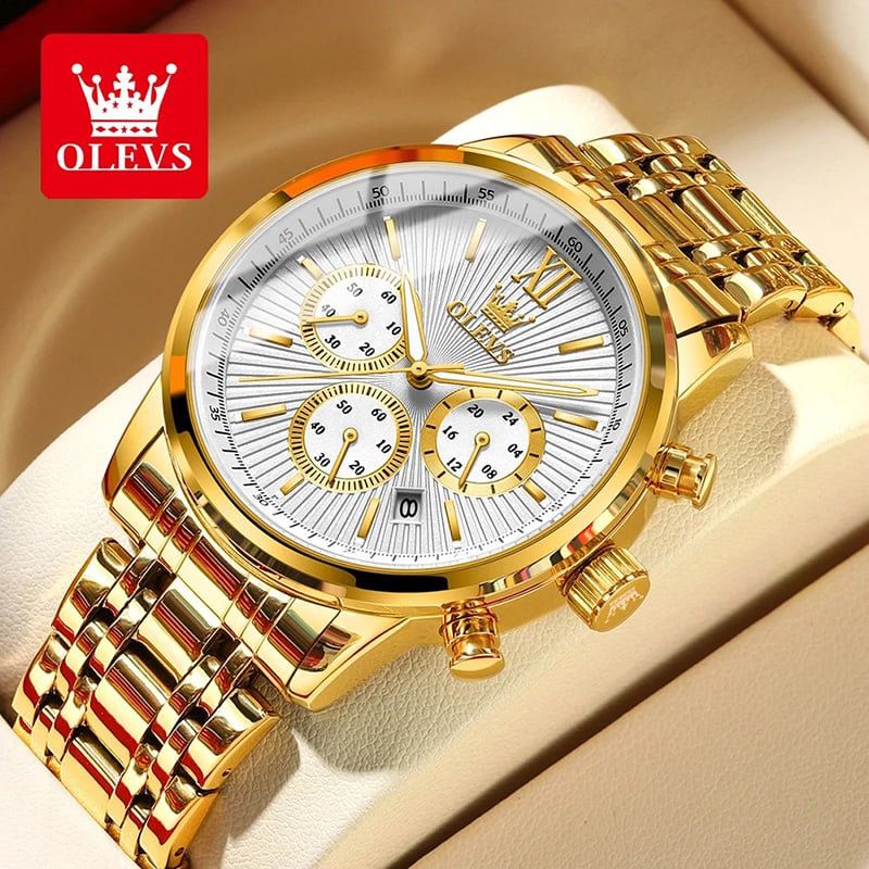 Picture of OLEVS TY709 Men's Watches Classics Three Small Dials Original Quartz Watch for Man Waterproof Stainless Steel Luminous Fashion Trend