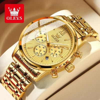 Picture of OLEVS TY709 Men's Watches Classics Three Small Dials Original Quartz Watch for Man Waterproof Stainless Steel Luminous Fashion Trend
